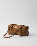 Re-Nylon and Leather Medium Top-Handle Bag With Padlock - Image 2